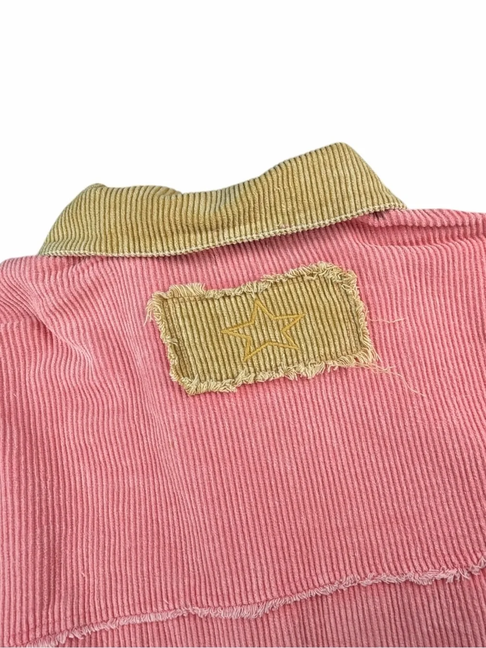 POL Women’s Corduroy Color Block Cropped Jacket In Tan/Peach Size Small - Picture 7 of 8